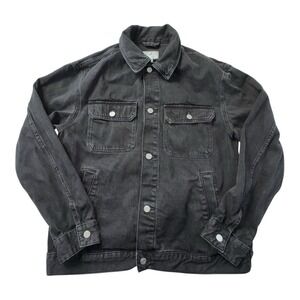 H&M Black Denim Jacket Mid Length Mens Large
